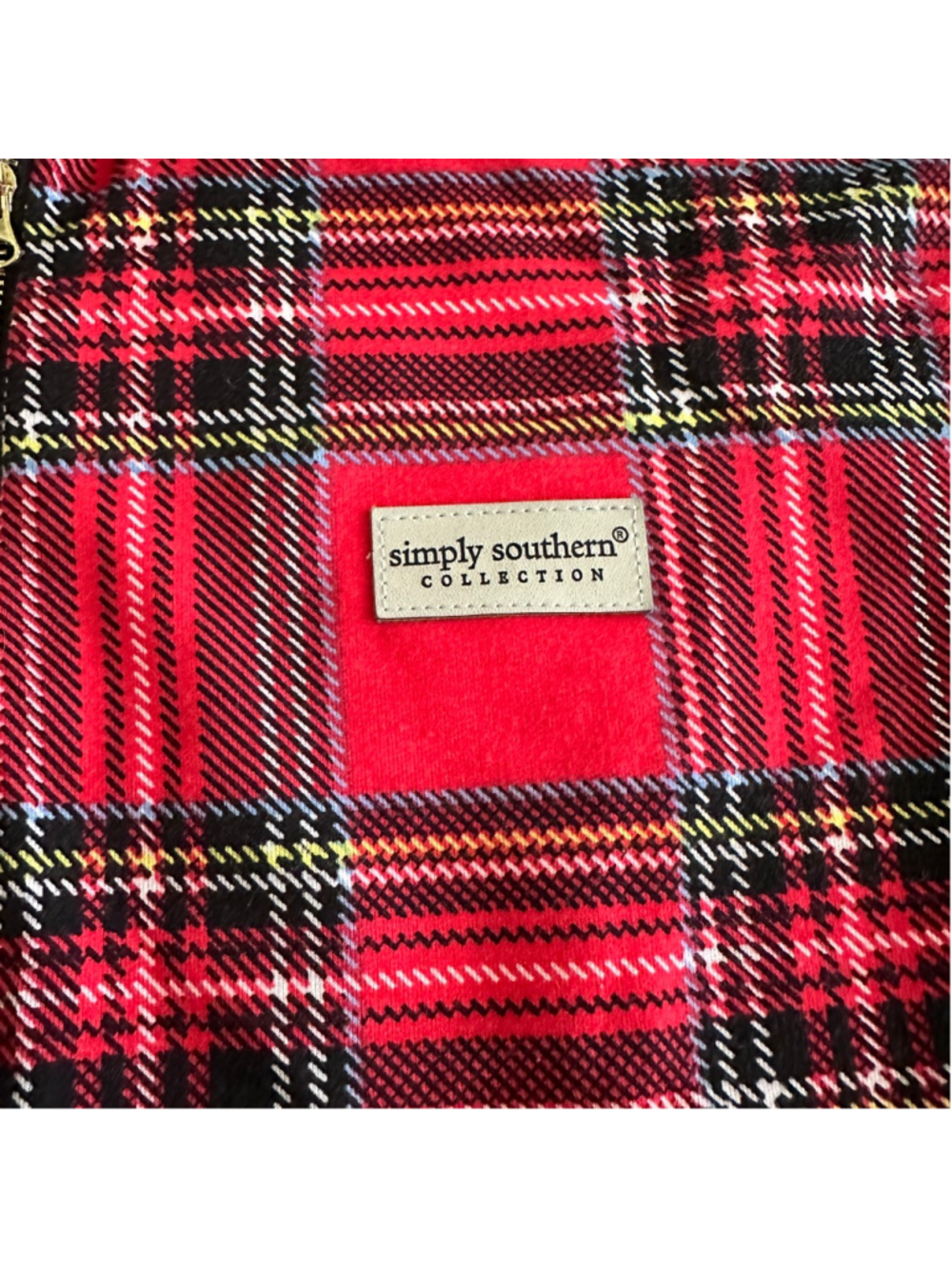 Womens Simply Southern Red Plaid Gray 1/4 Zip Thin Sweatshirt XXL Sequin Antlers - Picture 3 of 12